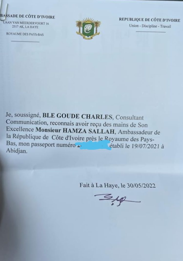 Côte d&rsquo;Ivoire /Méchanceté politique : le passeport de Blé Goudé était signé depuis un an (la preuve)