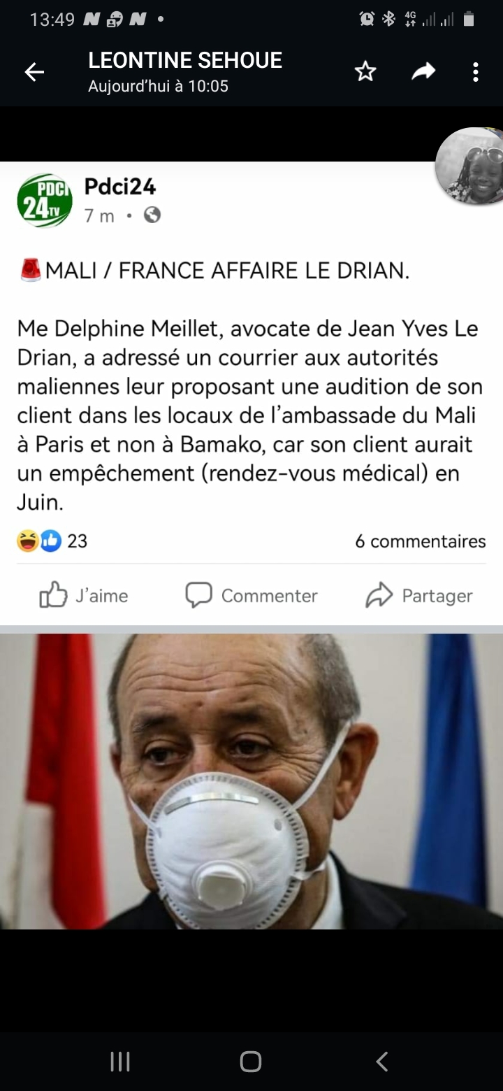 Convoqué par la justice malienne à Bamako : l&rsquo;ancien ministre français Jean-Yves le Drian ne veut pas bouger de Paris