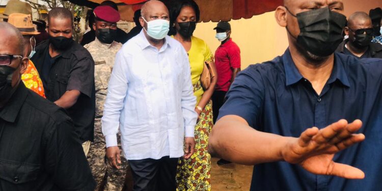 Le président Laurent Gbagbo à Dougroupalegnoa