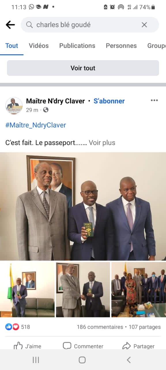 Après avoir trimé un an après le retour de Gbagbo : Blé Goudé obtient enfin son passeport