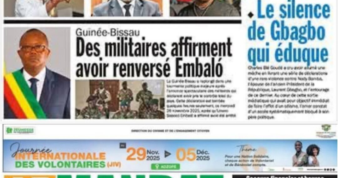 Revue de Presse Ivoirienne – Jeudi 27 novembre 2025