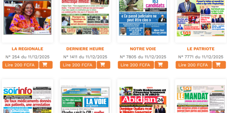 Côte d&rsquo;Ivoire /Analyse de la presse du mercredi 11 décembre : tendances politiques, enjeux sociaux, lectures opposées du pouvoir et de l’opposition…